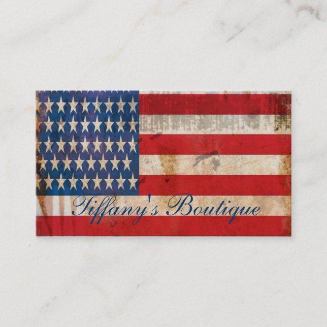 distressed american flag  Patriotic construction Business Card (Front)