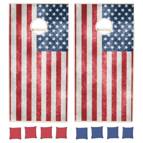 Distressed American Flag Patriotic Cornhole Set