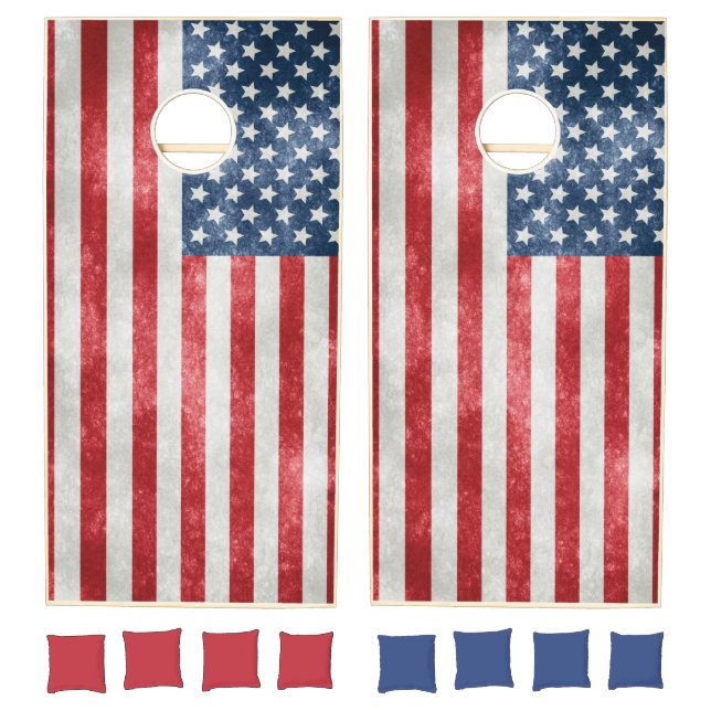 Distressed American Flag Patriotic Cornhole Set (Set)