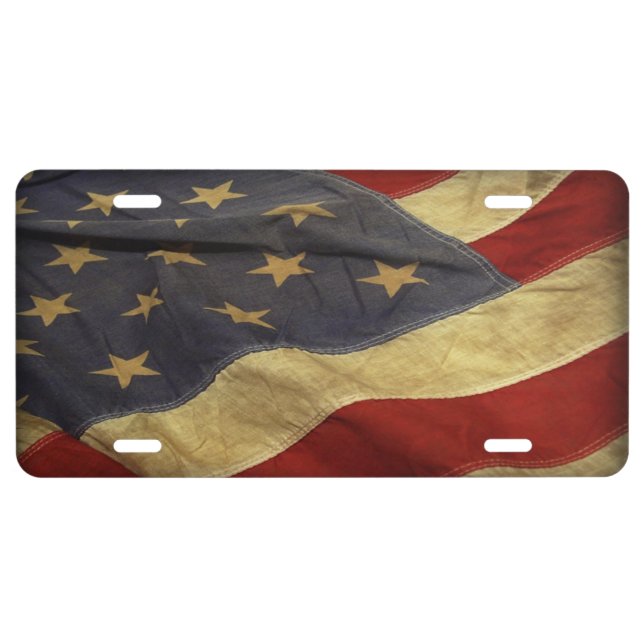Distressed American Flag Patriotic License Plate (Front)