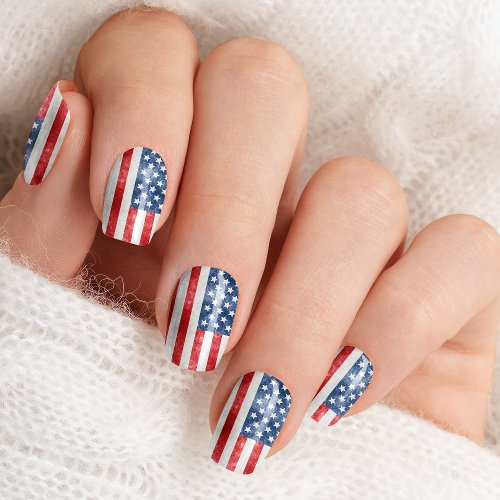 Distressed American Flag Patriotic Star And Stripe Minx Nail Art