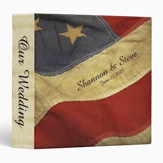 Distressed American Flag Personal Wedding Binder (Front/Spine)