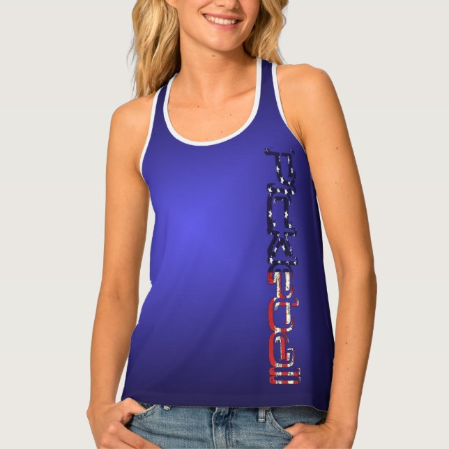 Distressed American Flag Pickleball Logo Tank Top (Front)
