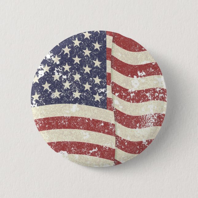 Distressed American Flag Pinback Button (Front)