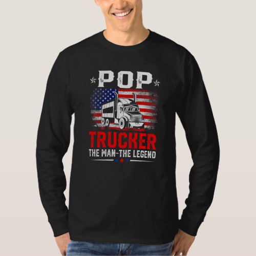 Distressed American Flag Pop Trucker The Legend Re T_Shirt