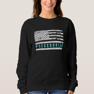 Distressed American Flag Proud Patriotic Preschool Sweatshirt