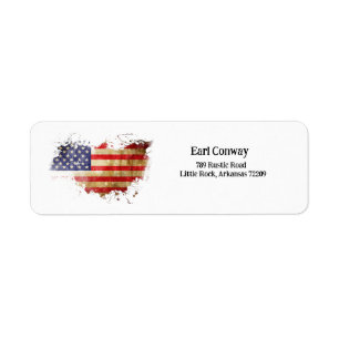Distressed American Flag Return Address Label