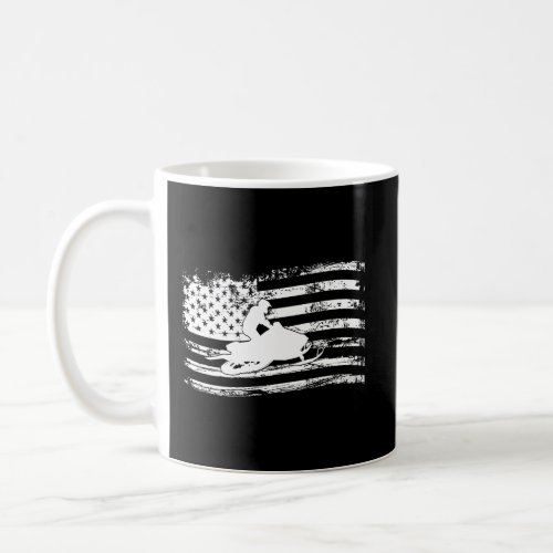 Distressed American Flag Snowmobile Gift Men Women Coffee Mug