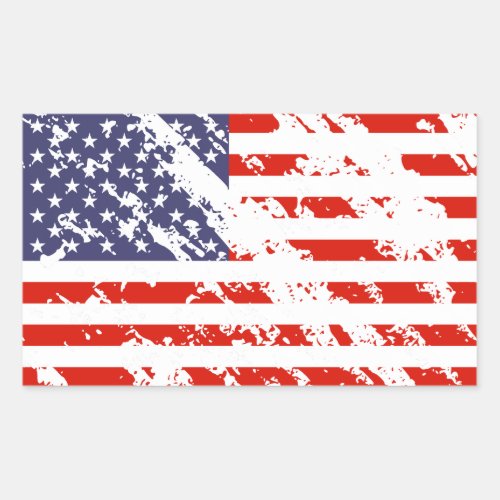 Distressed American flag stickers  USA rectangle