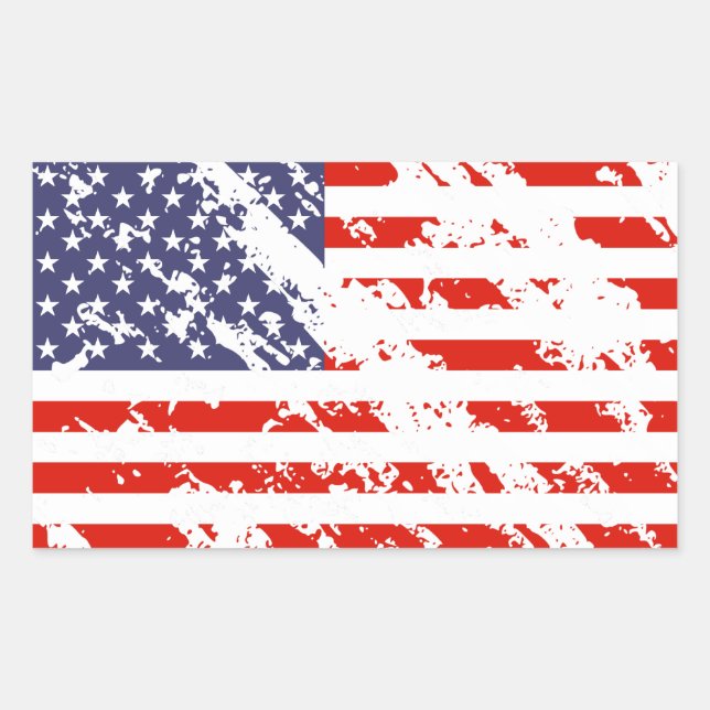 Distressed American flag stickers | USA rectangle (Front)