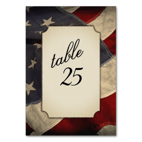 Distressed American Flag Table Number