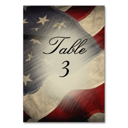 Distressed American Flag Table Number