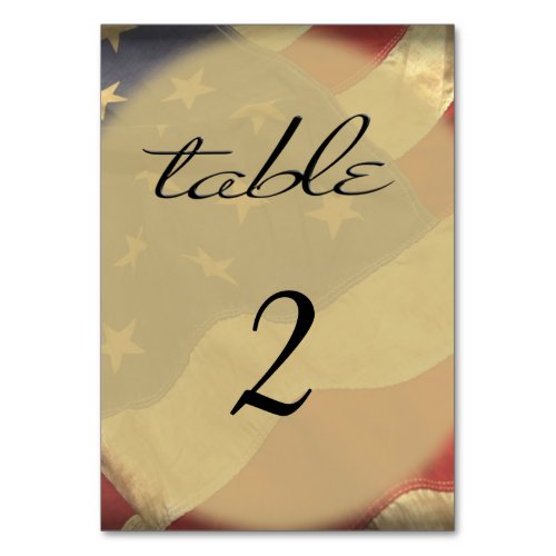 Distressed American Flag Table Number