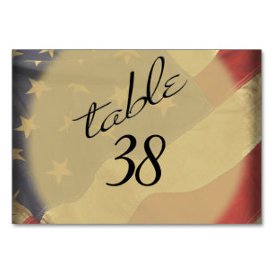 Distressed American Flag Table Numbers