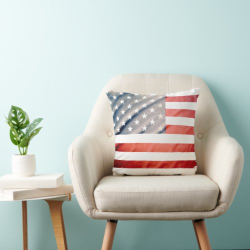 Distressed American Flag Throw Pillow