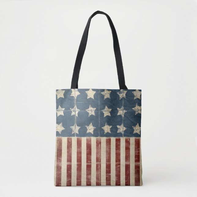 distressed American flag Tote Bag (Front)