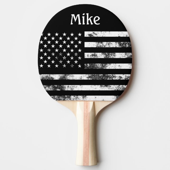 Distressed American Flag USA Name Cool Men Ping Pong Paddle (Front)