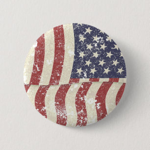 Distressed American Flag - vertical Button