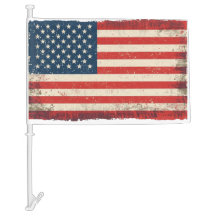 Distressed American Flag Vintage Patriotic Car Fla