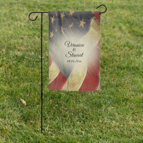 Distressed American Flag Wedding Announcement 