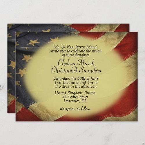 Distressed American Flag  Wedding Invitation