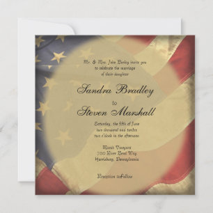 Distressed American Flag Wedding Invitations
