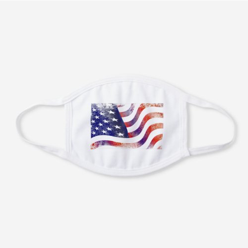 Distressed American Flag White Cotton Face Mask
