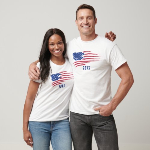 Distressed American Flag With Date T_Shirt