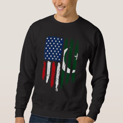 Distressed American Pakistan Flag Men Women Kids Sweatshirt