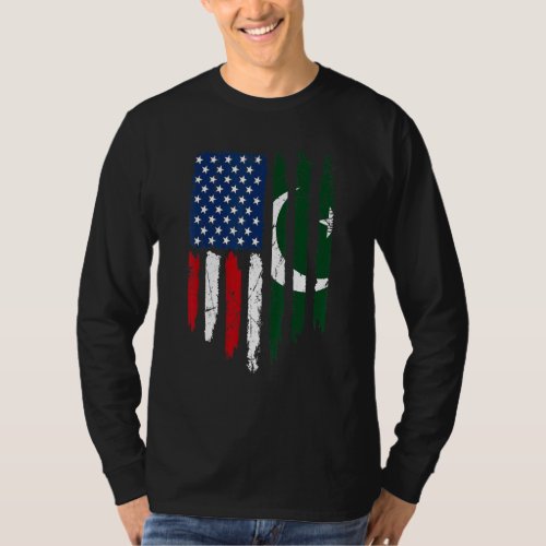 Distressed American Pakistan Flag Men Women Kids T_Shirt