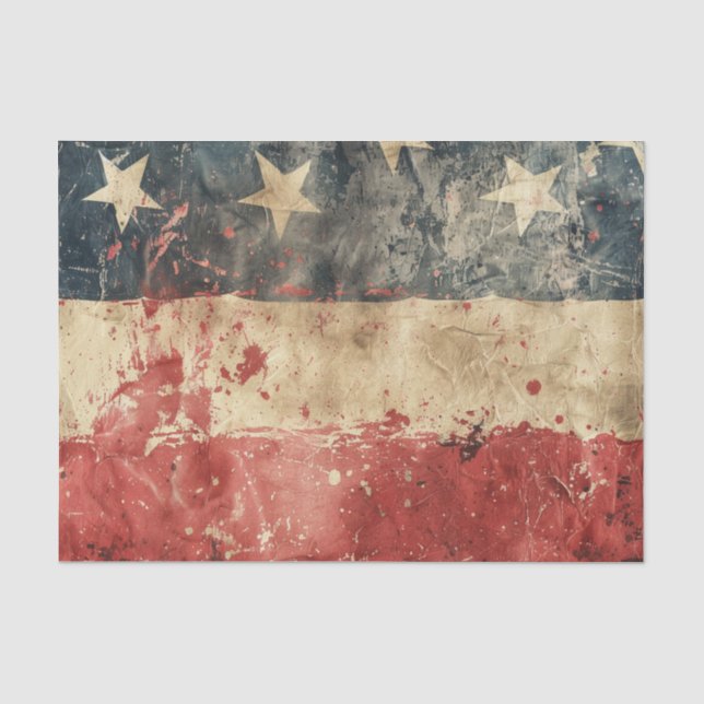Distressed American Patriotic USA Flag Tissue Paper (Front)