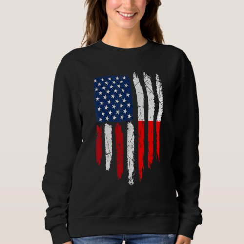 Distressed American Poland Flag Men Women Kids Sweatshirt