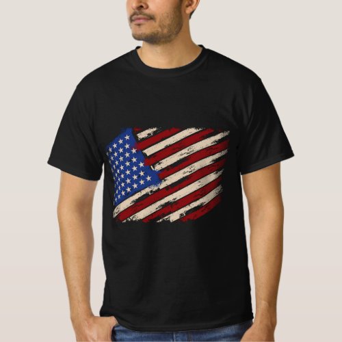 Distressed American Us Flag Vintage Retro look 4th T_Shirt
