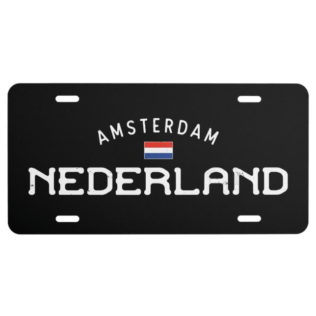 Distressed Amsterdam Nederland (Netherlands) License Plate (Front)