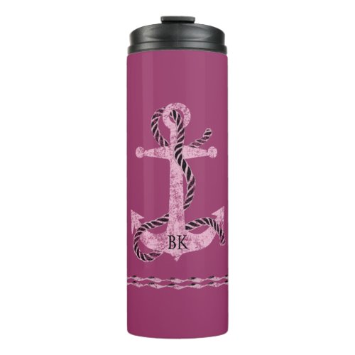 Distressed Anchor Monogram Pink DADB Thermal Tumbler