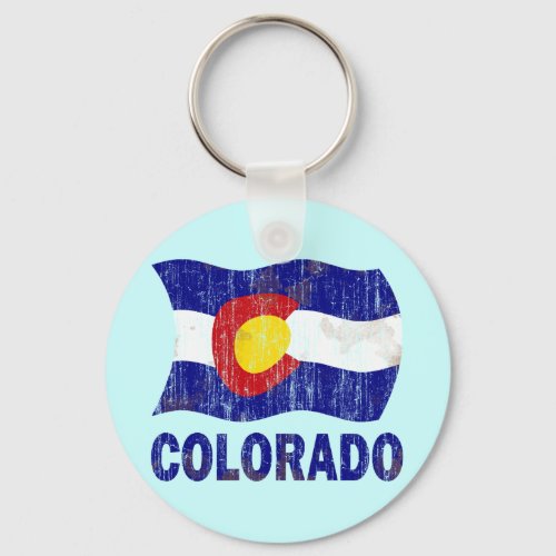 DISTRESSED AND AGED COLORADO FLAG KEYCHAIN