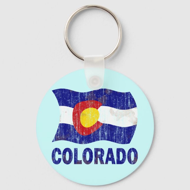 DISTRESSED AND AGED COLORADO FLAG KEYCHAIN (Front)
