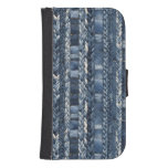 Distressed And Braided Blue Jean Denim Galaxy S4 Wallet Case