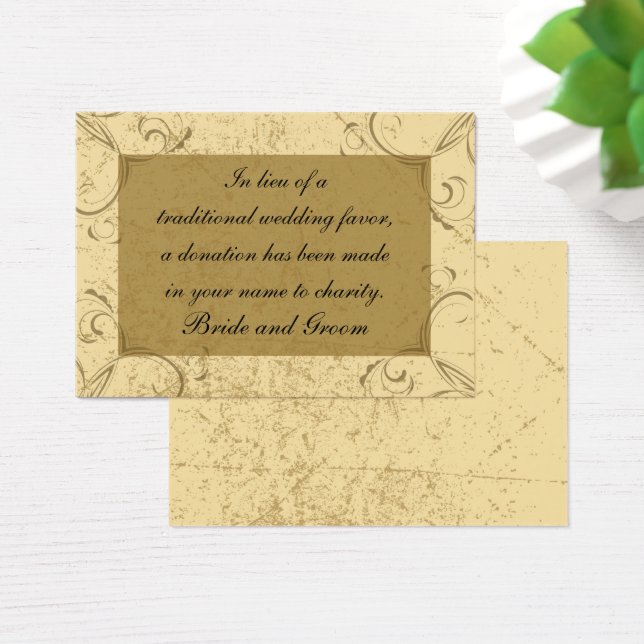 Distressed and Elegant Wedding Charity Favor Card (Desk)