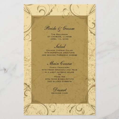 Distressed and Elegant Wedding Menu