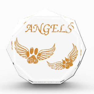 Distressed Angel Pet Paws Acrylic Award