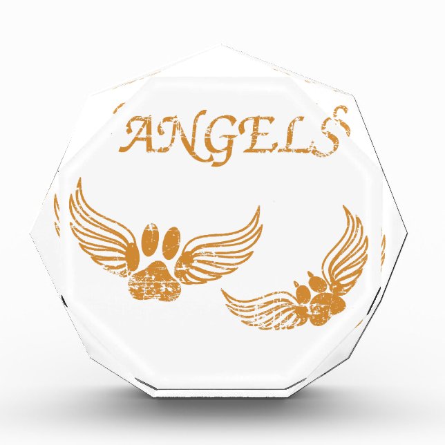 Distressed Angel Pet Paws Acrylic Award (Front)