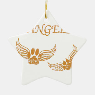 Distressed Angel Pet Paws Ceramic Ornament