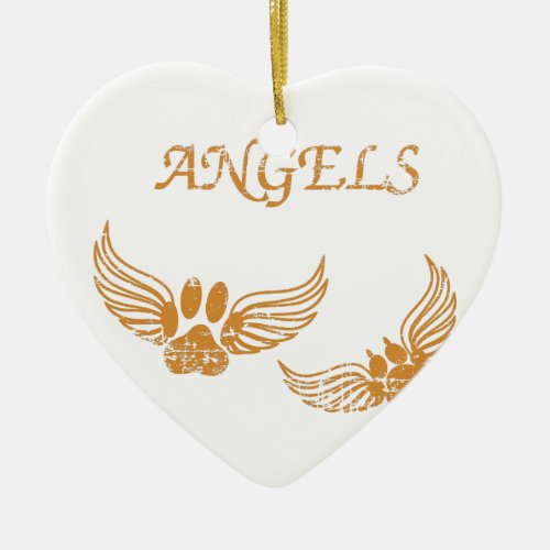 Distressed Angel Pet Paws Ceramic Ornament