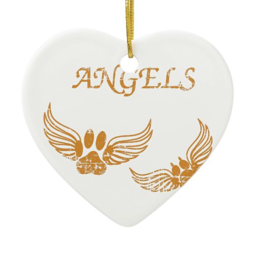 Distressed Angel Pet Paws Ceramic Ornament