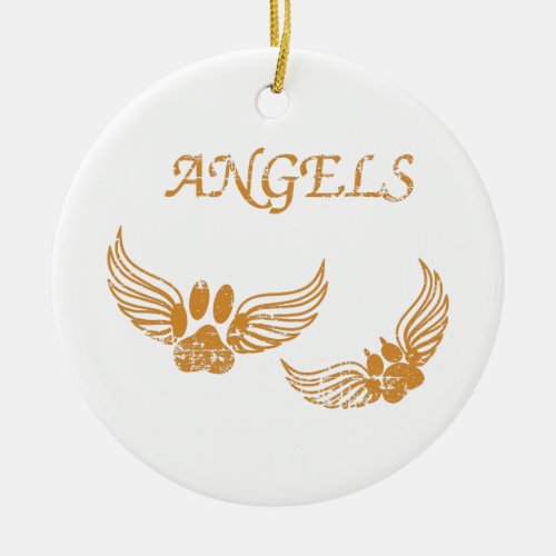 Distressed Angel Pet Paws Ceramic Ornament