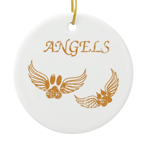 Distressed Angel Pet Paws Ceramic Ornament