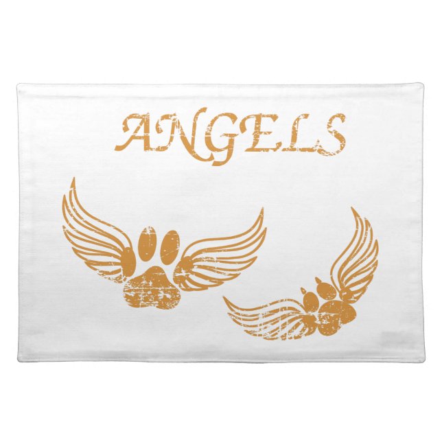 Distressed Angel Pet Paws Cloth Placemat (Front)