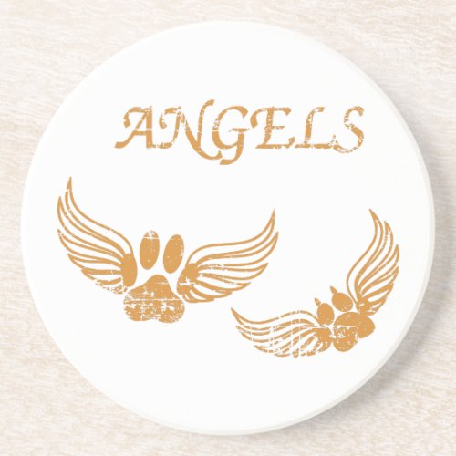 Distressed Angel Pet Paws Drink Coaster
