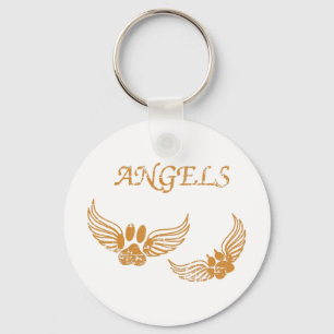 Distressed Angel Pet Paws Keychain